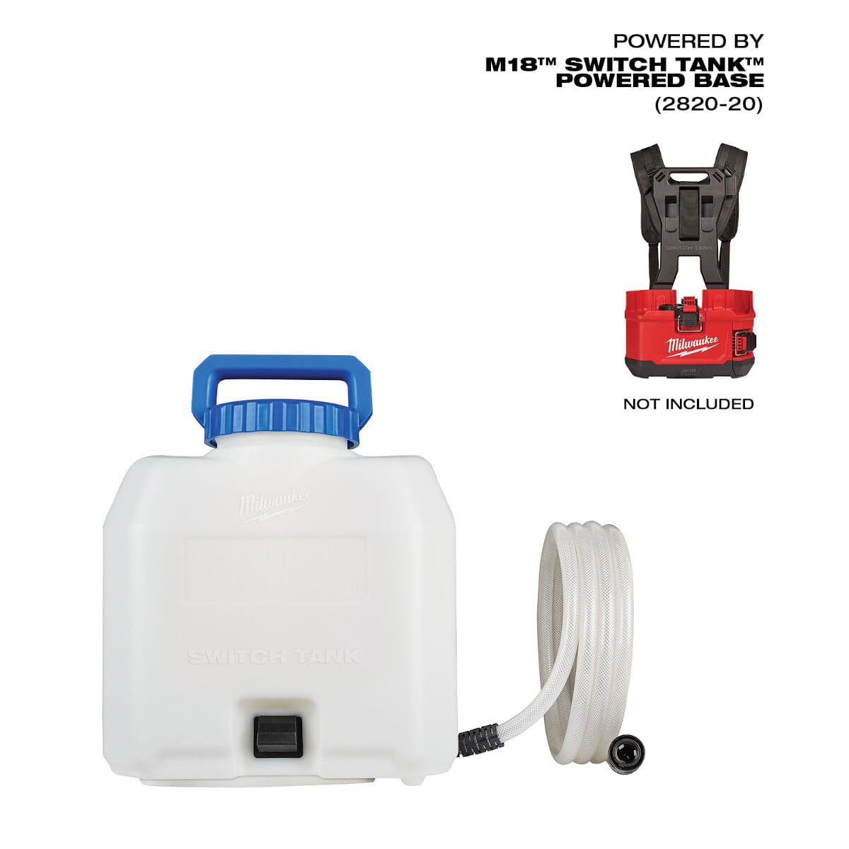 Milwaukee® SWITCH TANK™ 49-16-28WS Interchangeable Water Supply Tank Assembly, 4 gal Tank, Up to 120 PSI Flow Rate, 10 ft L Hose